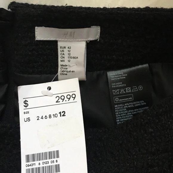 H&M Textured-Weave Skirt 12 NWT - Picture 7 of 7